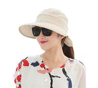 Cappello da sole da donna UPF 50+ Protezione UV Cappello da spiaggia largo a tesa larga Sunbonnet con visiera rimovibile Berretto da sole estivo Berretto per la vacanza di viaggio Camping (bianco)