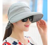 Cappello da sole da donna UPF 50+, protezione UV, pieghevole, a tesa larga, cappello da spiaggia con parte superiore rimovibile, traspirante, visiera estiva per esterni, per viaggi, vacanze, piscina,