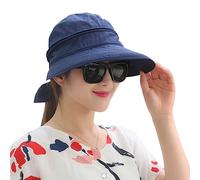 Cappello da sole da donna UPF 50+, protezione UV, pieghevole, a tesa larga, cappello da spiaggia con parte superiore rimovibile, traspirante, visiera estiva per esterni, per viaggi, vacanze, piscina,