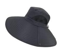 Cappello da Sole da Uomo a Tesa Larga UPF 50+, Leggero, Estivo, in Rete, con Tesa da 5,9 Pollici, per Spiaggia, Campeggio, Escursionismo e Pesca.(Nero)