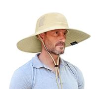 Cappello da sole da uomo e da donna con sottogola, pieghevole, larghezza tesa larga, con protezione per il collo, protezione UV UPF 50+, per hiking safari, spiaggia, da pesca, da giardino, protezione