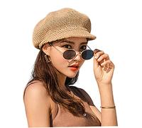 Cappello da Sole della Spiaggia, Gusto di Paglia Donne Summer Newsboy Cappuggente Straw Cappello da Sole in Spiaggia con Corda Regolabile per Il Cappello da Sole da Donna