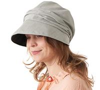 Cappello da Sole Donna Estivo, Berretto A Tesa Larga Newsboy 100% in Cotone Organico, Protezione SPF Grigio Chiaro