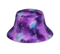 Cappello da sole double-face con stampa di galassia magica viola, cappello riflettente per esterni, cappello alla pescatora reversibile per escursioni e spiaggia