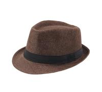 Cappello da sole Fedoras a tesa corta in tinta unita classico da spiaggia anni '20 Ganster accessorio per costume per uomo donna, Marrone, Taglia unica