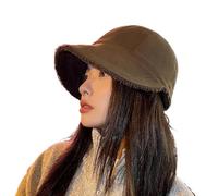 Cappello da Sole for Il Tempo Libero, Autunno e Inverno da Donna, Parasole Caldo Coreano alla Moda, Cappello a Punta Caldo in Peluche Spesso for Esterni(Coffee)