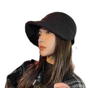 Cappello da Sole for Il Tempo Libero, Autunno e Inverno da Donna, Parasole Caldo Coreano alla Moda, Cappello a Punta Caldo in Peluche Spesso for Esterni(Black)