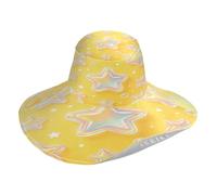 Cappello da sole giallo con mappa stellare a tesa larga, pieghevole, regolabile, con cinghia antivento regolabile, protezione dai raggi UV, per spiaggia, escursionismo, ciclismo, viaggi quotidiani