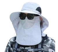 Cappello da sole in cotone con copertura per il collo staccabile, antivento, regolabile, per avventure sportive, cappello da sole con patta per il collo e ventilazione in rete, Grigio chiaro, Taglia