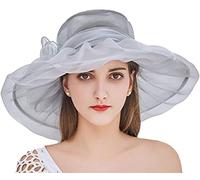 Cappello da sole in organza, da donna, berretto da matrimonio, elegante, con bordo largo, anti-UV, cappello da chiesa per cerimonia, derby, pieghevole, Bob, berretto da spiaggia da viaggio, sera con