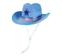 Cappello da sole multiuso con tesa larga per protezioni solari con design a stella, cappello per giorni dell'indipendenza per gli amanti delle attività all'aria aperta, abbigliamento alla moda, Blu