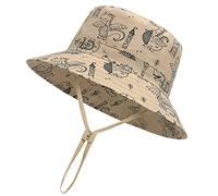 Cappello da sole per bambini, cappello da bambino, UPF 50+, cappello da pescatore per neonate, cappello da spiaggia con tesa larga, Z Dinosaur Khaki, 6-12 mesi