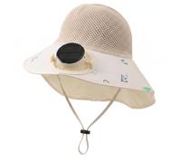 Cappello da sole per bambini con ventole ad energia solare Berretto in rete di raffreddamento a 3 velocità con patta sul collo |.Cappello da ventilatore solare per attività all'aperto Beige, sole per