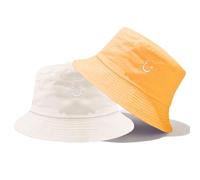 Cappello da Sole per Bambini, Smile Kids Bucket Hat Girl Boys Sun Hat Reversibile Toddler Hat Wide Brim Boys Girls Bucket Hat Double Sided Breathable Sun Hats per Bambini da 2 a 8 Anni (Beige/Giallo)