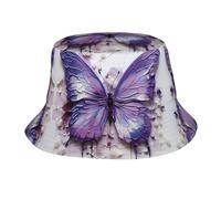 Cappello da sole pieghevole con farfalla e pittura a olio viola a tesa larga, unisex, protezione UV per pesca, spiaggia e giardino, cappello da viaggio all'aperto traspirante