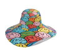 Cappello da sole pieghevole con motivo coniglio nell'uovo di Pasqua a tesa larga, regolabile, con cinghia antivento regolabile, protezione dai raggi UV, per spiaggia, escursionismo, ciclismo, viaggi