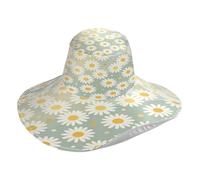 Cappello da sole pieghevole con motivo crisantemo a tesa larga, regolabile, con cinghia antivento regolabile, protezione dai raggi UV, per spiaggia, escursionismo, ciclismo, viaggi quotidiani