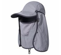 Cappello da Sole Pieghevole da Pesca con Lembo sul Collo e Copertura del Viso Protezione Solare Cappellino da Baseball Fresco Regolabile Copertura Rimovibile Cappello per Pesca Lavoro Grigio Chiaro