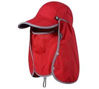 Cappello da Sole Pieghevole da Pesca con Lembo sul Collo e Copertura del Viso Protezione Solare Cappellino da Baseball Fresco Regolabile Copertura Rimovibile Cappello per Pesca Campeggio Rosso