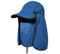 Cappello da Sole Pieghevole da Pesca con Lembo sul Collo e Copertura del Viso Protezione Solare Cappellino da Baseball Fresco Regolabile Copertura Rimovibile Cappello per Pesca Agricoltura Blu