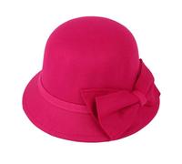 Cappello da sole pieghevole rotondo a cupola, caldo berretto da donna e inverno, elegante cappello con decorazione a fiocco, per uso quotidiano, cappello da sole festival, rosa intenso, Taglia unica
