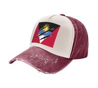 Cappello da Sole Regolabile e Traspirante, Resistente, con Motivo Bandiera di Antigua e Barbuda, per Uomo e Donna, Perfetto per Escursioni, Uso Quotidiano e Tempo Libero. Leggero. Dark Red One Size