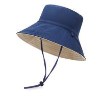 Cappello da Sole Unisex con Protezione UV, Cappello Sole Anti UV Estivo Pieghevole, Cappelli da Pesca All'aperto, Cappello da Trekking per Pesca Escursionismo (IT, Numero, 55, 59, Blu Navy + Beige)