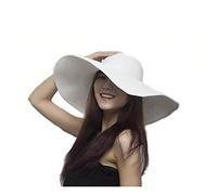 Cappello da spiaggia da donna, cappello da sole a tesa larga, cappello di paglia pieghevole, arrotolabile, cappello da spiaggia a tesa grande, cappello estivo (nero), bianco, 23