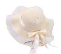 Cappello da spiaggia da donna in paglia traspirante pieghevole a tesa larga cappello da sole con fiocco, protezione UV UPF 50, cappello da spiaggia a tesa larga Boho e cappelli con visiera di carta di