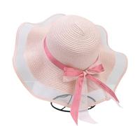 Cappello da spiaggia da donna in paglia traspirante pieghevole a tesa larga cappello da sole con fiocco, protezione UV UPF 50, cappello da spiaggia a tesa larga Boho e cappelli con visiera di carta di