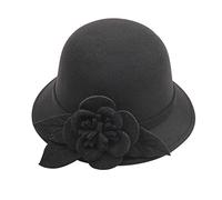 Cappello da spiaggia da donna invernale rotondo top casual da pescatore berretto piccolo cappello a bombetta cappelli di design per le donne, Nero , M