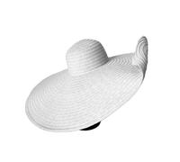 Cappello da spiaggia da donna, super grande, tinta unita, bordo arricciato, copertura per il viso, cappelli estivi da donna, bianco, L