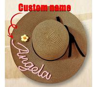 Cappello da spiaggia personalizzato con nome personalizzabile, cappello da sole regolabile unisex, cappello estivo a tesa larga per uso all'aperto, articolo casual versatile carino e di stile Y2K, col