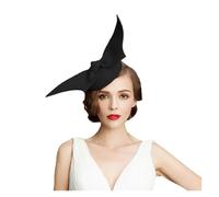 Cappello Da Sposa Cappelli da chiesa in feltro di lana rossi donna for matrimonio, cappelli cerimonia neri, festa tè, fiocchi, cocktail formali, Fedora Per Le Donne(Black Fascinator Hat)