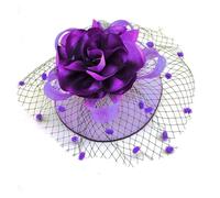 Cappello Da Sposa Cappello da cocktail a rete donna, accessorio for capelli ragazza, alla moda, for matrimonio, chiesa, con velo, fiori, pois Per Le Donne(Purple)