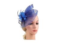 Cappello Da Sposa Cappello Da Donna Con Fiori, Nastri In Rete E Piume, Stile Fedora, Fascia O Clip For Cocktail, Tè Festa, Copricapo For Ragazze Per Le Donne(Royal Blue)