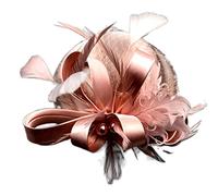 Cappello da sposa con fiocco in rete, donna, for feste, cocktail, tè e altro ancora(Peach)