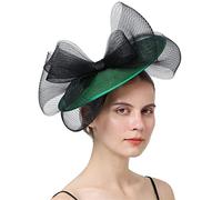 Cappello da sposa con piume, chiesa, donna, in rete, for feste, cena, cocktail party(GN black)