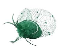 Cappello da sposa con rete e piume elegante copricapo per donna perfetto per eventi di gare e occasioni nuziali (Green One Size)