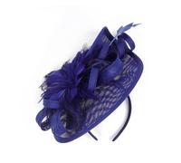 Cappello Da Sposa Elegante Cappello Da Cerimonia For Donna, For Festa Del Tè, Con Piume E Fiori, Cocktail Sposa Per Le Donne(Royal blue)