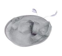 Cappello da sposa in rete da donna fascinator alla moda con nastri e cappello da baseball visiera abete calcio, Grigio, Taglia unica