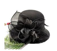 Cappello Da Sposa Per Donna Cappello classico a tesa larga Fedora con cintura di perle, solido, for uomo e donna, invernale, for matrimonio, chiesa, jazz(Black)