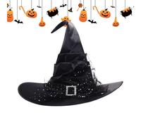 Cappello da strega - 17,72x17,72 pollici, cappuccio a cono appuntito, copricapo di Halloween classico, accessorio per costume leggero | Stile Velvet wizrd con ampio bordo per cosplay, feste