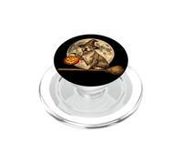 Cappello da strega a forma di cane Pitbull Pittie Jack O Lantern Moon Broomstick PopSockets PopGrip per MagSafe