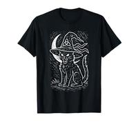 Cappello da Strega a Forma di Gatto Nero con Luna Crescente, Stile Gotico pagano, per Halloween Maglietta