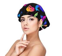 Cappello da strega arcobaleno con fantasma di Halloween, con stampa di ragni, da donna, per proteggere i capelli, comodo berretto da notte per capelli ricci e lunghi, nero, taglia unica