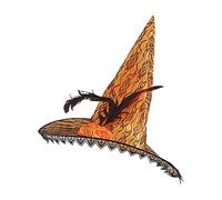 Cappello da strega - Cappello da strega per Halloween, con tesa in pizzo, decorazione con piume di , costume da mago, cosplay, costume di Halloween da donna