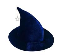 Cappello da strega carino a tesa larga pieghevole con ciondolo a forma di stella per Halloween | Divertente copricapo da strega per carnevale, feste, cosplay, giochi di ruolo, palcoscenico, vacanze, ballo in maschera