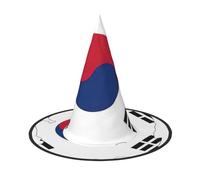 Cappello da strega con bandiera della Repubblica della Corea, cappello da strega pieghevole, adatto per Halloween, carnevale, feste in maschera, accessori per costumi da festa