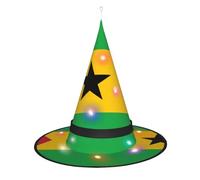 Cappello da strega con bandiera di Sao Tomé e Principe, accessori per costume di Halloween, feste in maschera e vestito cosplay da donna, berretto con luce LED